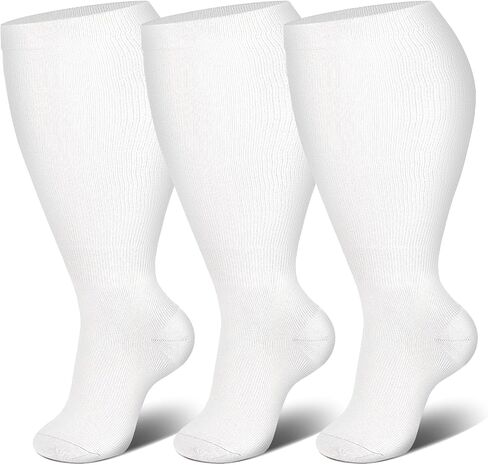 Genovega 3 Packs Wide Calf Compression Socks for Women Men Knee Hight S/M-4XL for Gifts in Kuwait