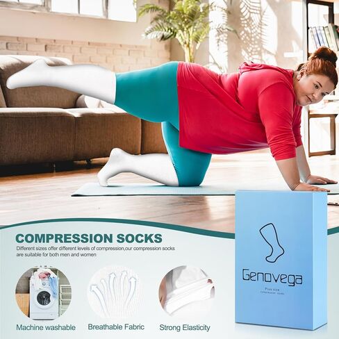 Genovega 3 Packs Wide Calf Compression Socks for Women Men Knee Hight S/M-4XL for Gifts in Kuwait