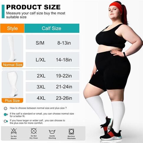 Genovega 3 Packs Wide Calf Compression Socks for Women Men Knee Hight S/M-4XL for Gifts in Kuwait