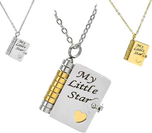 قلادة كتاب Little Star ، قلادة كتاب ابنتي المذهلة لابنة ، منفتحة مع 6 صفحات من المعلومات المحفورة ، مجوهرات التخرج من هدية عيد الميلاد in Kuwait