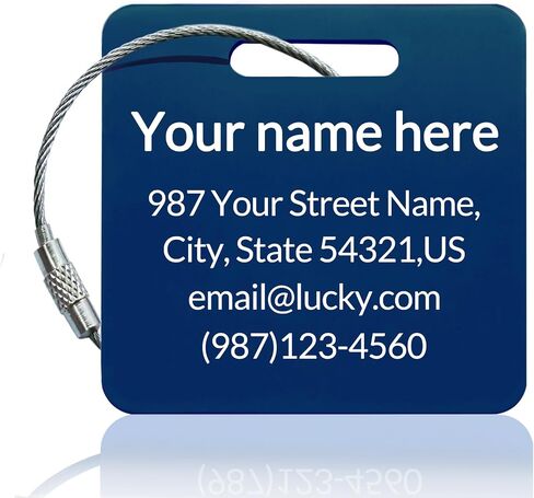 Personalized Engraved Luggage Tags (3 or 6 Pack)|Custom Name Tags for Suitcases|Cruise Luggage Tags Holder|Durable Metal Travel Tags|Heavy Duty (Navy Blue) in Kuwait