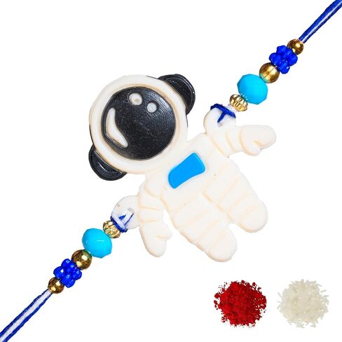 Rakhi للأخ و Bhabhi | مجموعة من 2 Rakhi مع Roli Chawal وبطاقة المعايدة | مجموعة الهدايا راكشاباندهان in Kuwait