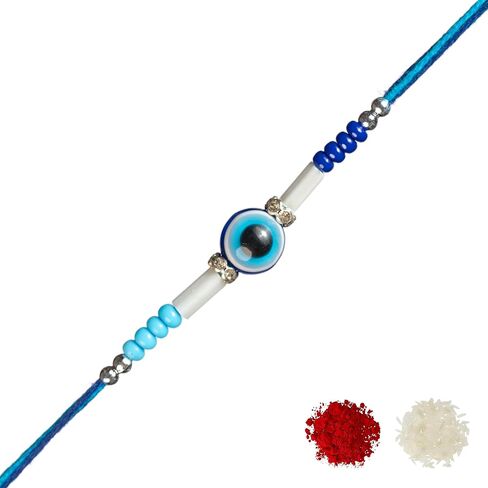 Rakhi للأخ و Bhabhi | مجموعة من 2 Rakhi مع Roli Chawal وبطاقة المعايدة | مجموعة الهدايا راكشاباندهان in Kuwait