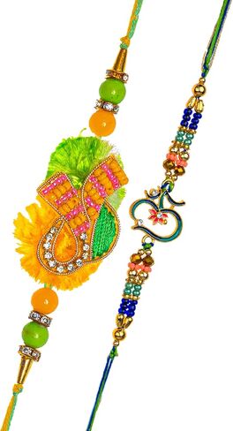 مجموعة من 8 Rakhi للأخ Bhabhi و Bhatija Bhai Bhaiya Raksha Bandhan Gift Rakhi Thread Rakhi مع حزمة هدايا بطاقة المعايدة in Kuwait