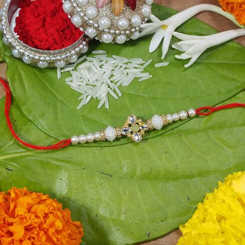 I Jewels Indian Festival Designer Bhaiya Bhabhi Hanging Lumba Rakhi Combo Stip for Rakshabhandan Special (R022-CO) in Saudi Arabia