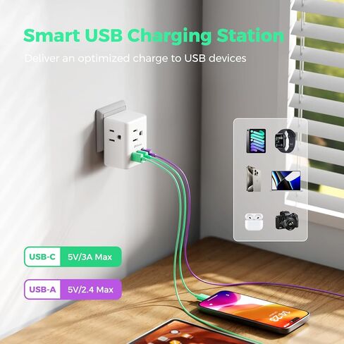 2 Pack European Travel Plug Adapter, International Power Plug Adapter with 3 Outlets 3 USB Charging Ports(2 USB C), Type C Plug Adapter Travel Essentials to Most Europe EU Spain Italy France Germany in Kuwait