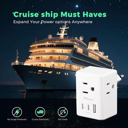 2 Pack European Travel Plug Adapter, International Power Plug Adapter with 3 Outlets 3 USB Charging Ports(2 USB C), Type C Plug Adapter Travel Essentials to Most Europe EU Spain Italy France Germany in Kuwait