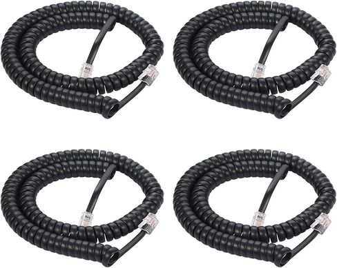 Coiled Wire 6 Pack 8Ft Uncoiled / 1.4Ft Coiled Landline Phone Handset Cable 4P4C Telephone Accessory Black in Kuwait