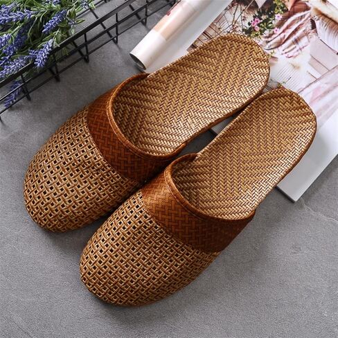 Aygjkie Flax Tatami slippers no slip indoor slippers مغلق اصبع القدم غير المتزلج باطن باطن القابل للانزلاق والعرق الصيفي in Saudi Arabia