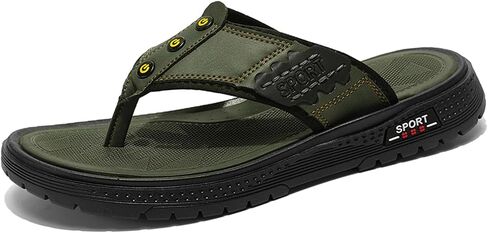 Mens Flip Flops Sandals Slippers Casual Leather Toe Ring Style Sandals for Mens Home in Kuwait