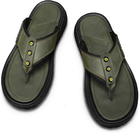 Mens Flip Flops Sandals Slippers Casual Leather Toe Ring Style Sandals for Mens Home in Kuwait
