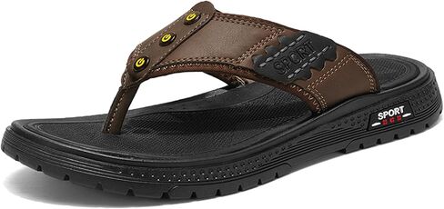 Mens Flip Flops Sandals Slippers Casual Leather Toe Ring Style Sandals for Mens Home in Kuwait