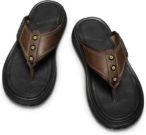 Mens Flip Flops Sandals Slippers Casual Leather Toe Ring Style Sandals for Mens Home in Kuwait