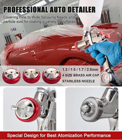DAXINYANG Tools 1.5mm Needle, Nozzle, Air Cap Set for R500 LVLP Spray Gun, Nozzle Set for Gravity Feed Air Spray Gun in Kuwait