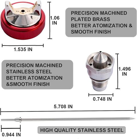 DAXINYANG Tools 1.5mm Needle, Nozzle, Air Cap Set for R500 LVLP Spray Gun, Nozzle Set for Gravity Feed Air Spray Gun in Kuwait