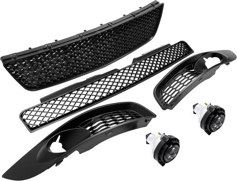 KUAFU Upper&Lower Grill + Fog Lights + Fog Lamp Bezels Set Compatible with 2006-2013 Chevy Chevrolet Impala All Models 2014-2016 Chevy Impala Limited Front Grille Mesh Plastic(ABS+PP) Black 6pcs in Saudi Arabia