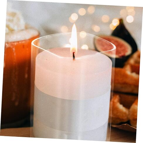 Transparent Candle Cover Open Ended Glass Candle Holder Sleeve Windproof Decorative Shade for Home Wedding and Party in Kuwait