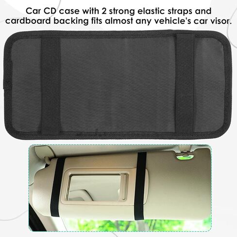 Car CD Case Holder, Vehicle Sun Visor Organizer DVD Vehicle Visor Storage Organizer with 12 DVD Storage Sleeves, 1 Mesh Pocket, 1 Pen Holder and Elastic Strap in Saudi Arabia