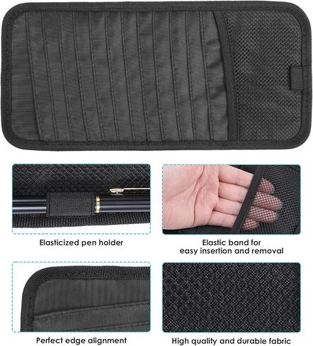Car CD Case Holder, Vehicle Sun Visor Organizer DVD Vehicle Visor Storage Organizer with 12 DVD Storage Sleeves, 1 Mesh Pocket, 1 Pen Holder and Elastic Strap in Saudi Arabia