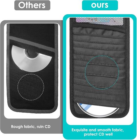 Car CD Case Holder, Vehicle Sun Visor Organizer DVD Vehicle Visor Storage Organizer with 12 DVD Storage Sleeves, 1 Mesh Pocket, 1 Pen Holder and Elastic Strap in Saudi Arabia