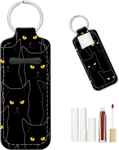 Personalized Lip Balm Holder Keychain, Reusable Leather Chapstick Sleeve - Christmas Gift Idea(Vintage Flowers) in Saudi Arabia