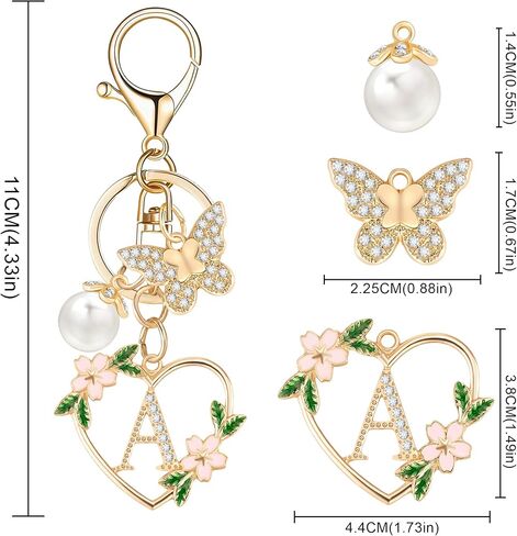 Gold Heart Initial Letter Keychain for Women Key chain Keyring for Purse Handbags Backpack Charm in Saudi Arabia