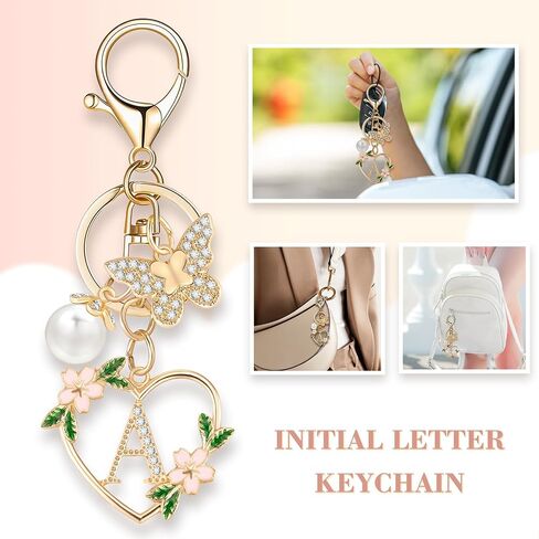 Gold Heart Initial Letter Keychain for Women Key chain Keyring for Purse Handbags Backpack Charm in Saudi Arabia
