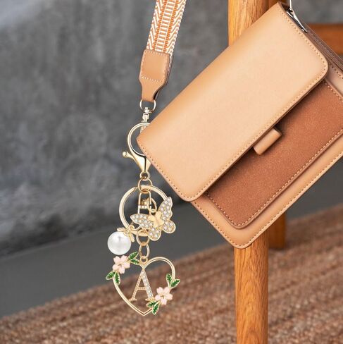 Gold Heart Initial Letter Keychain for Women Key chain Keyring for Purse Handbags Backpack Charm in Saudi Arabia