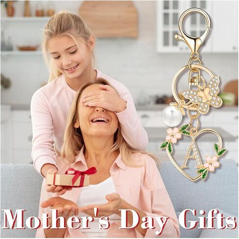 Gold Heart Initial Letter Keychain for Women Key chain Keyring for Purse Handbags Backpack Charm in Saudi Arabia