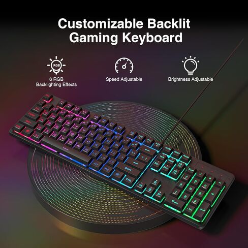 Redragon S107 Gaming Keyboard and Mouse Combo Large Mouse Pad Mechanical Feel RGB Backlit 3200 DPI Mouse for Windows PC (Keyboard Mouse Mousepad Set) in Saudi Arabia