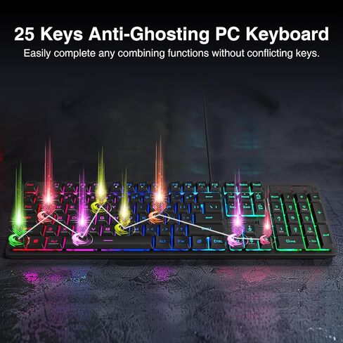 Redragon S107 Gaming Keyboard and Mouse Combo Large Mouse Pad Mechanical Feel RGB Backlit 3200 DPI Mouse for Windows PC (Keyboard Mouse Mousepad Set) in Saudi Arabia
