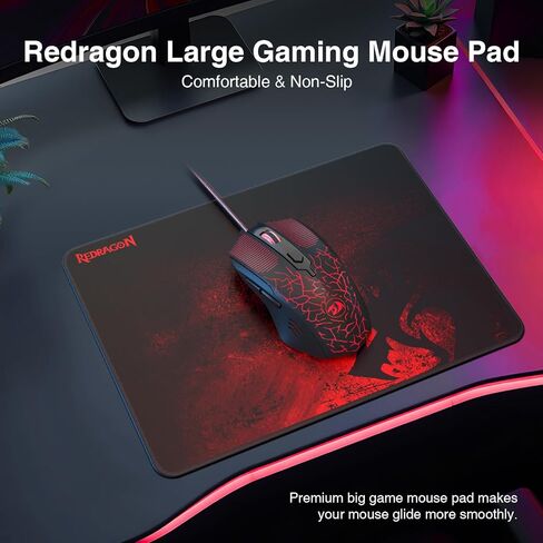 Redragon S107 Gaming Keyboard and Mouse Combo Large Mouse Pad Mechanical Feel RGB Backlit 3200 DPI Mouse for Windows PC (Keyboard Mouse Mousepad Set) in Saudi Arabia