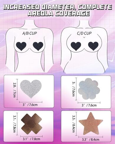 Pasties Rave Neon Nipple Covers Sexy Fun Pasties Pack Pasty Bra Cover Festival Cake Body Boob Covering - 15 Pairs in Saudi Arabia