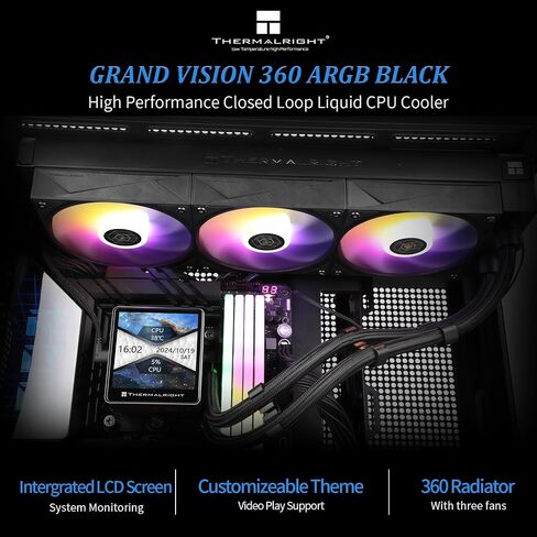 Thermalright Grand Vision 240 ARGB White CPU AIO Cooler,PC 240 Specification Water Cooler System,IPS LCD Screen with 480x480 Resolution and 3.4inch,for AM4/AM5&LGA1700/1851,High Performance Pump in Saudi Arabia