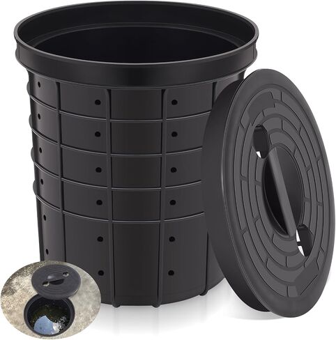 Perforated Sump Basin with Lid Sump Pump Basin 15 * 13 Inch Perforated Sump Pump Bucket with 40 Drilled Holes for Crawl Spaces, Yards, Patios and Driveways in Kuwait