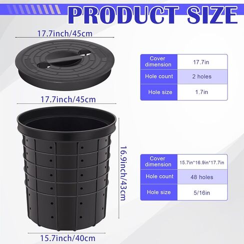 Perforated Sump Basin with Lid Sump Pump Basin 15 * 13 Inch Perforated Sump Pump Bucket with 40 Drilled Holes for Crawl Spaces, Yards, Patios and Driveways in Kuwait