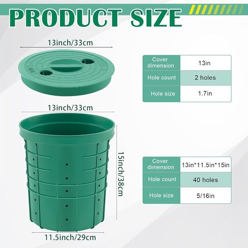 Perforated Sump Basin with Lid Sump Pump Basin 15 * 13 Inch Perforated Sump Pump Bucket with 40 Drilled Holes for Crawl Spaces, Yards, Patios and Driveways in Kuwait