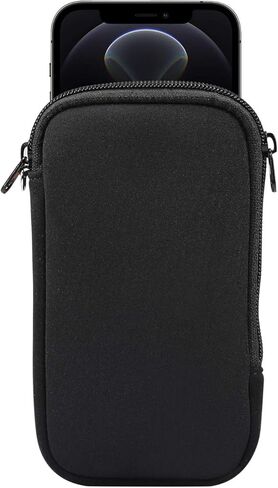 Neoprene Cell Phone Sleeve Pouch Case with Neck Lanyard for Samsung Galaxy S24 Ultra S23 Ultra S22 Ultra S21 Ultra S20 Plus A35 A05 A14 A13 iPhone 16 Pro Max Moto G Play G Power G Stylus 5G (Black XL) in Kuwait