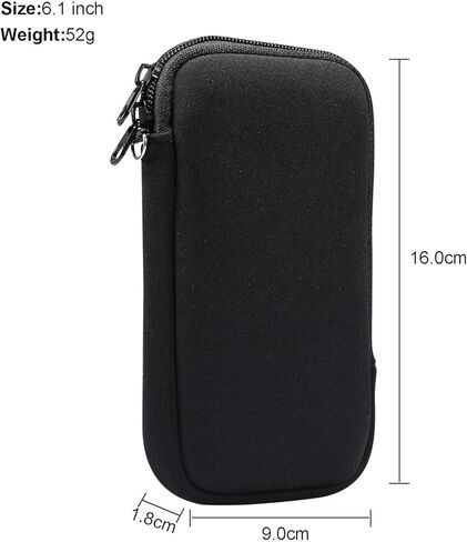 Neoprene Cell Phone Sleeve Pouch Case with Neck Lanyard for Samsung Galaxy S24 Ultra S23 Ultra S22 Ultra S21 Ultra S20 Plus A35 A05 A14 A13 iPhone 16 Pro Max Moto G Play G Power G Stylus 5G (Black XL) in Kuwait