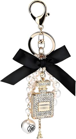 Bag Charm Keychain, Bow-Knot keychain with Pearl Lucky Five Chain Dangle Charm for Women's Handbags in Saudi Arabia