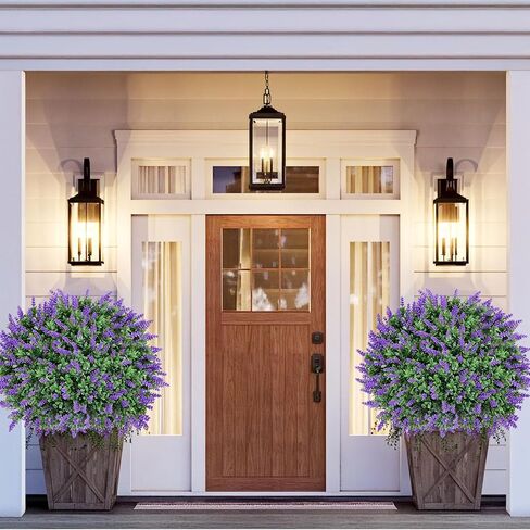 كرات توبيرية خشب البقس الاصطناعية مع اللافندر-مجموعة من شجيرات 23 بوصة مقاومة للأشعة فوق البنفسجية مع طفرات أرضية ، نباتات زخرفية دائمة الخضرة في حديقة الفناء الداخلي في الهواء الطلق in Kuwait