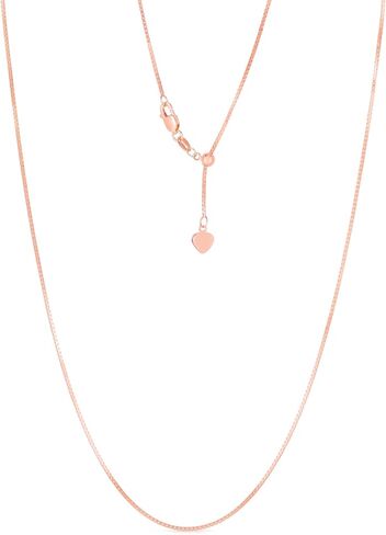 Floreo 14k Yellow Gold or White Gold or Rose Gold 0.7mm Classic Solid Box Adjustable Chain Necklace in Kuwait