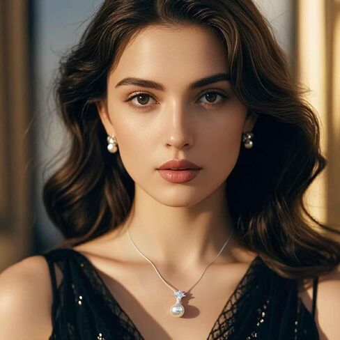 S925 Pure Silver Pearl Necklace, Suitable For Girlfriends And Mothers To Wear. Precious Gift For Women's Anniversaries, Engagements, Birthdays, Valentine's Day, And Christmas in Saudi Arabia