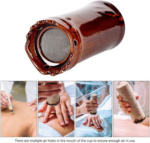 1pc Portable Moxibustion Device Ceramic Moxa Burner for Smokeless Facial Massage Suitable for Face Neck Abdomen and More with Anti-ash Net and Air in Saudi Arabia