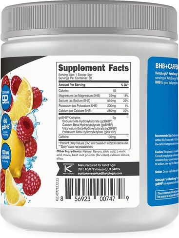 Ketologic KetoEnergy BHB (Watermelon) 30 Servings - BHB + Caffeine Exogenous Ketone Supplement in Kuwait