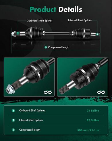 SCITOO Front CV Axle Fit For 2016-2019 for Yamaha Grizzly 700 Front Left Right Drive Shaft CV Axle 2UD-2518F-00-00 in Saudi Arabia