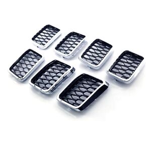 Car Front Bumper Racing Grille For Jeep Grand Cherokee 2017 2018 2019 2020 2021 Honeycomb Mesh Grill Cover Trim Decor(Chrome) in Saudi Arabia