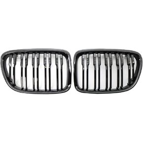 For E84 X1 18i 20i 25i 28i 2009-2015 1Pair Glossy Black Racing Grills Cover Double Line Car Front Bumper Kidney Grille in Saudi Arabia