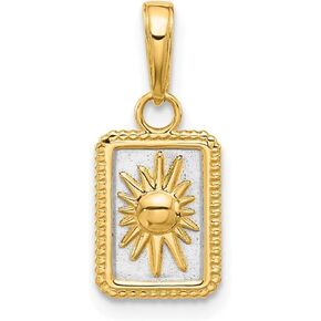 Diamond2Deal 14k Yellow Gold and White Rhodium Sun in Frame Charm Pendant (L- 19.5mm,W- 8.4mm) in Saudi Arabia