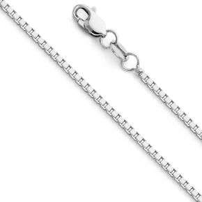 14k REAL White Gold Solid 1.3mm Box Chain Necklace with Lobster Claw Clasp - 18" in Saudi Arabia